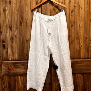 Eileen Fisher Petite Wide Leg Linen Pants NWT PL White